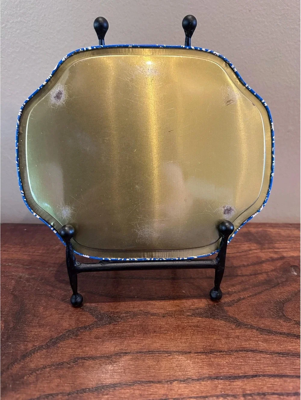 Vintage Metal Blue Pig Tray Farmhouse Decor